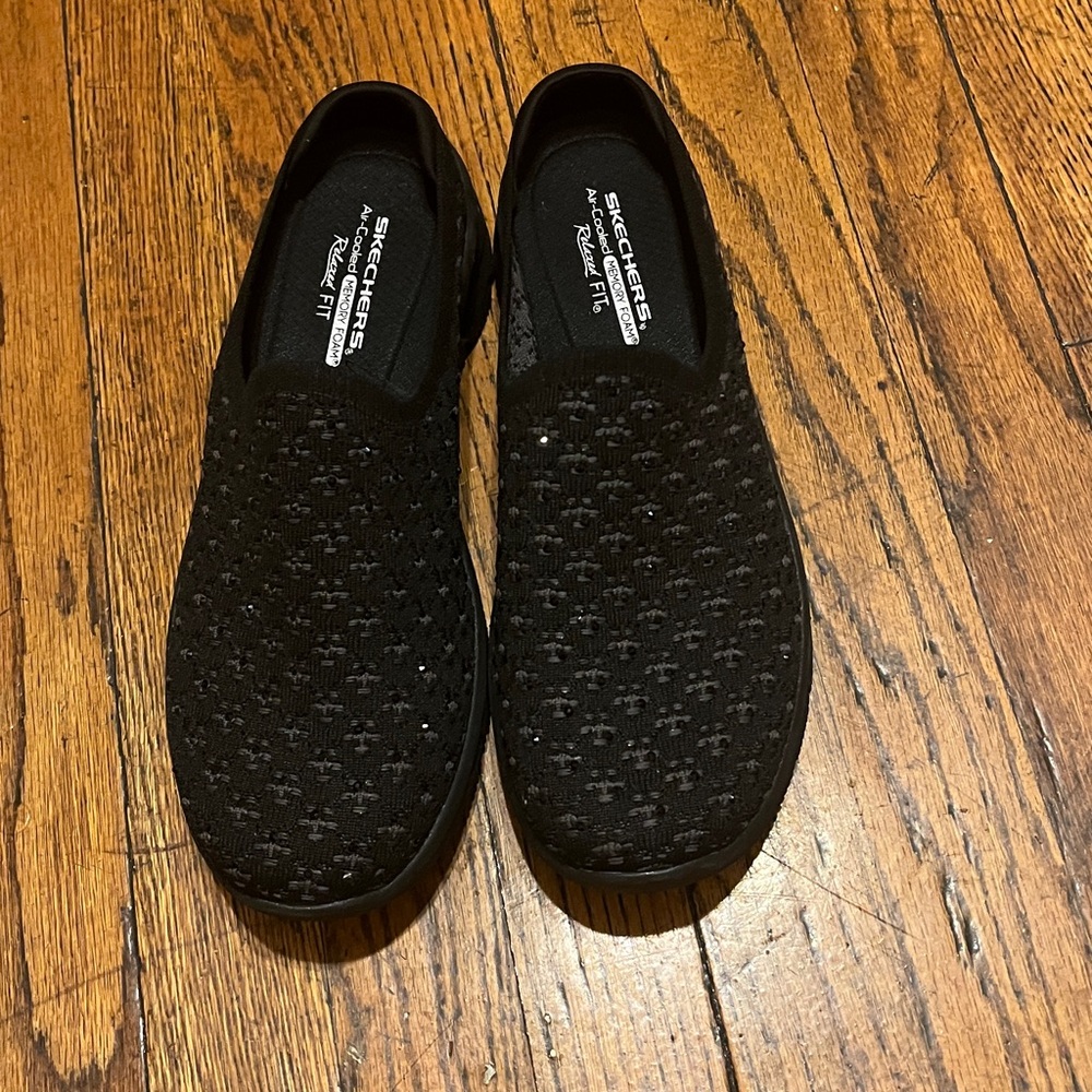 Skechers Black and Gray Slip-On Shoes